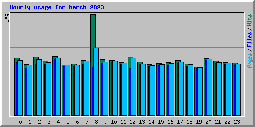 Hourly usage for March 2023